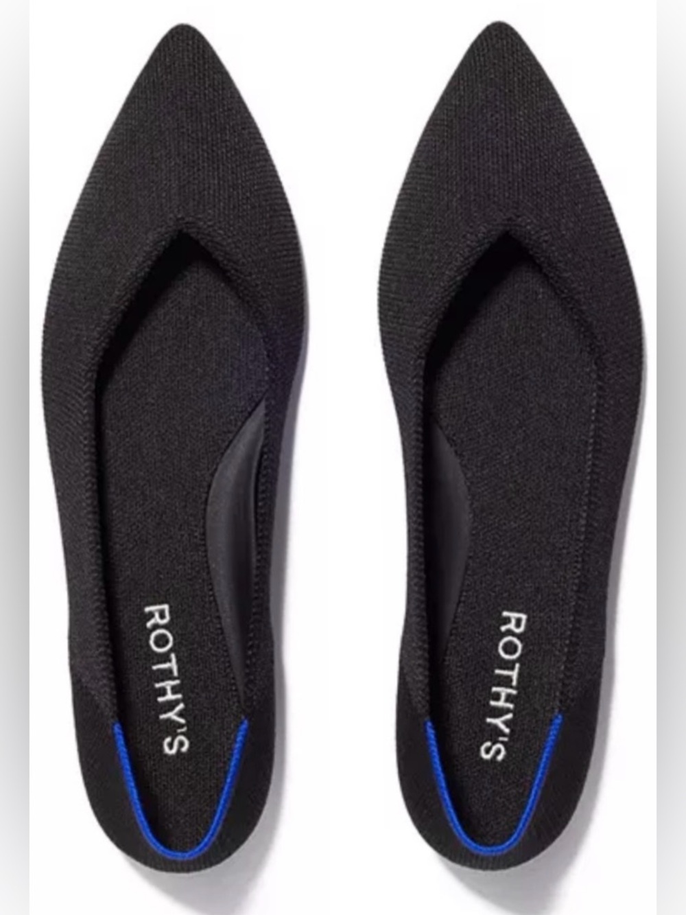NIB [Rothy's] The Point II Flats Pointed Knit Flat Slip-On Shoes Black Women's 6 - Picture 2 of 13